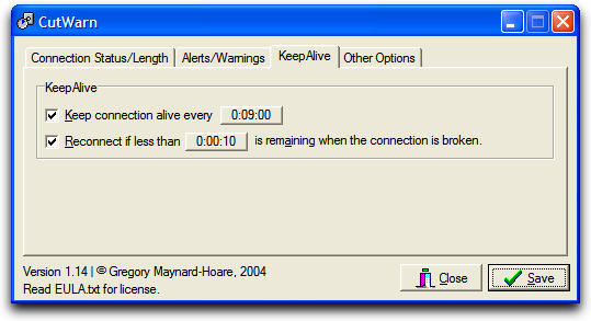 CutWarn Screenshot (KeepAlive Tab)