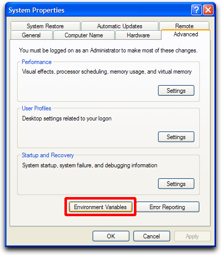 System Properties Window