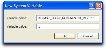 New System Variable Window